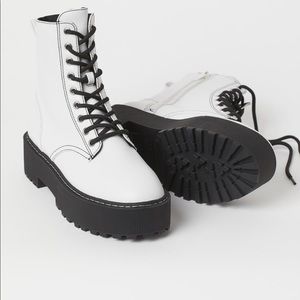 H&M combat platform white boots